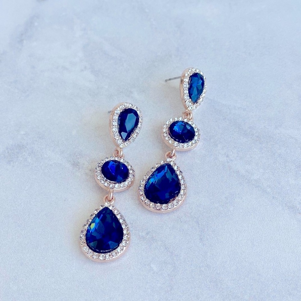 Royal Blue and Gold Statement Earrings